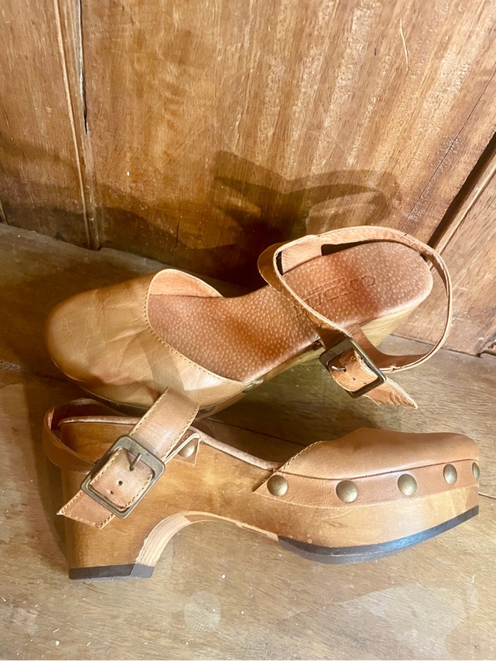 Cordani Zori Tan Leather Wooden Heeled Clogs - Picture 7 of 7